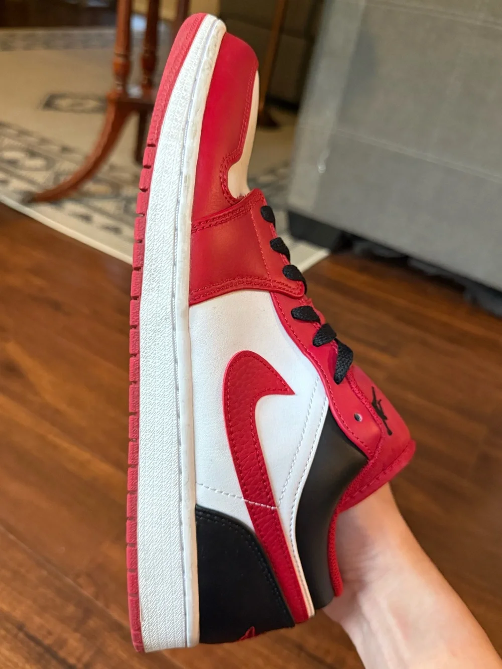 Air Jordan 1 Low BULLS White/Gym Red-Black size 11